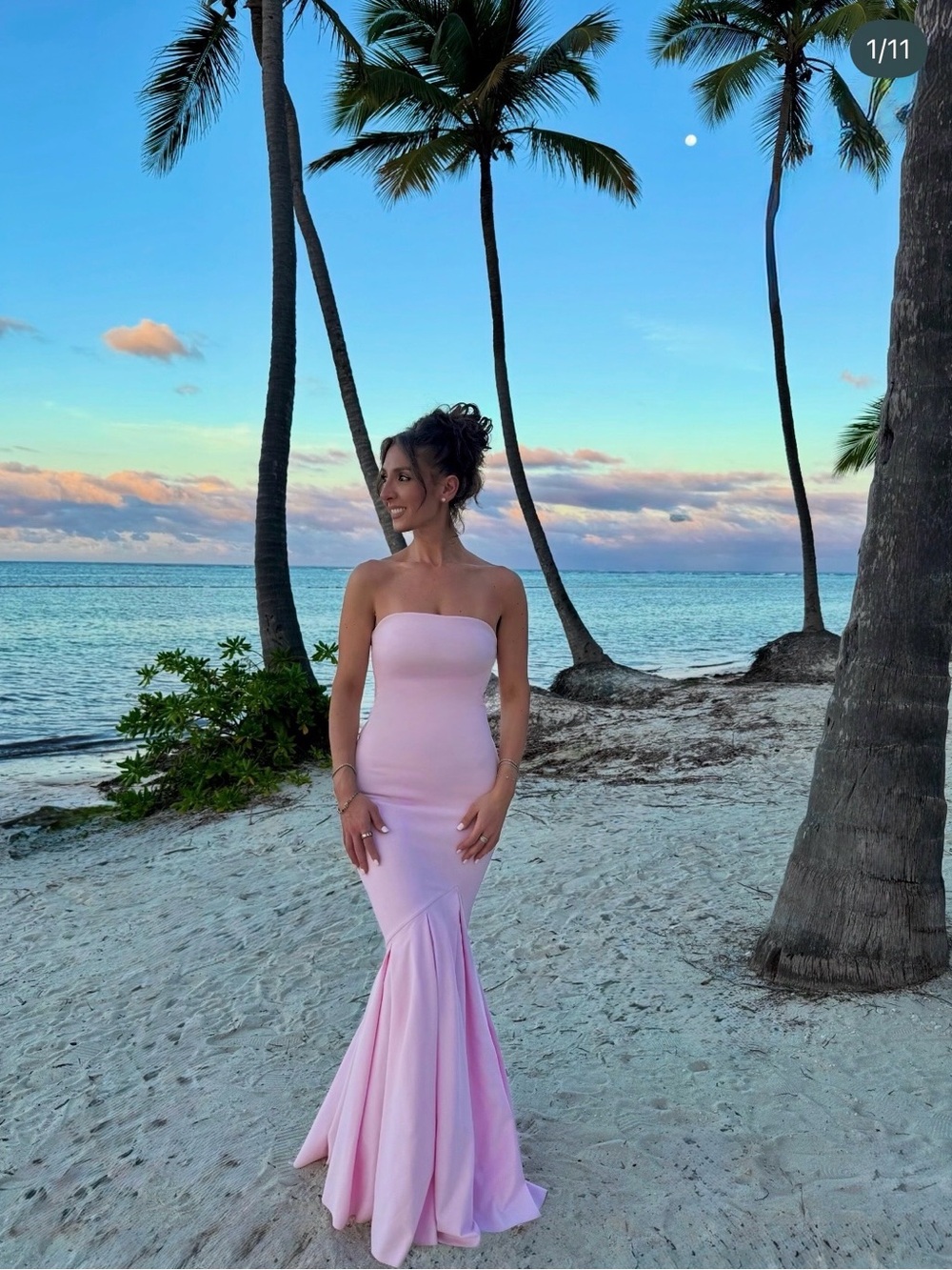 Club London Angela Maxi Dress Strapless Pink Mermaid Gown size 4